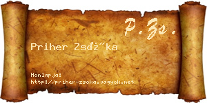 Priher Zsóka névjegykártya